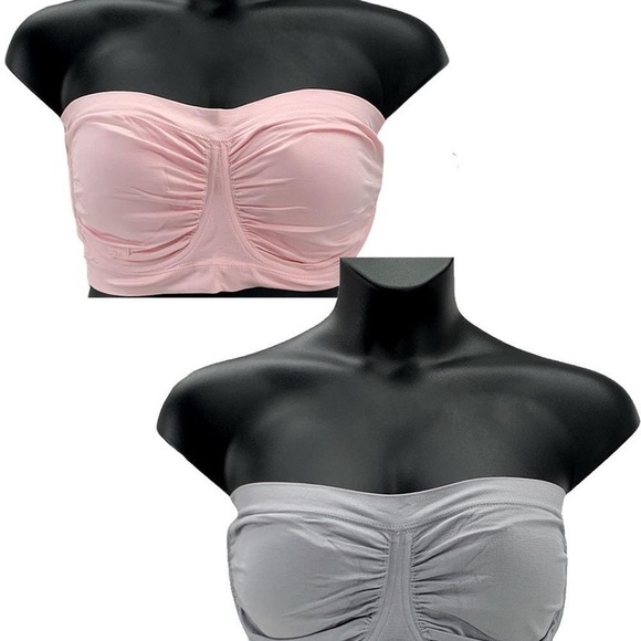 Breezies Blush and Charcoal Strapless Crop Tops - Picture 2 of 3